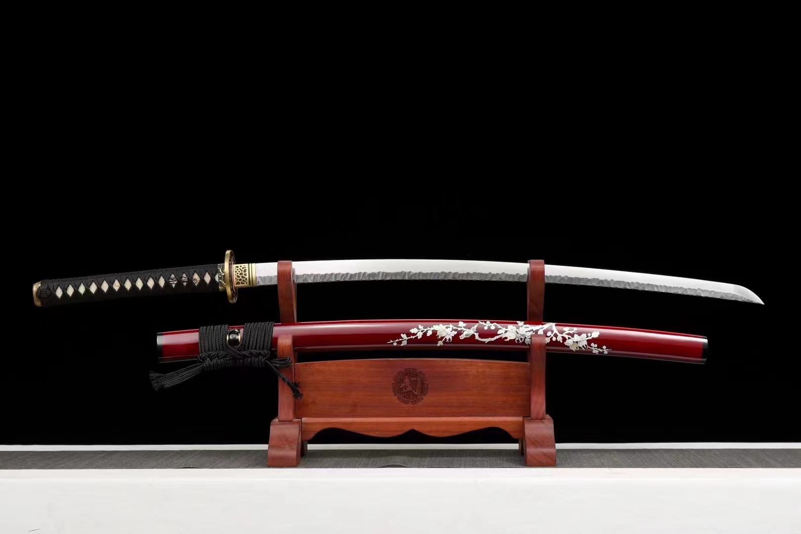 煅打石纹花纹钢武士刀【莺歌燕舞】